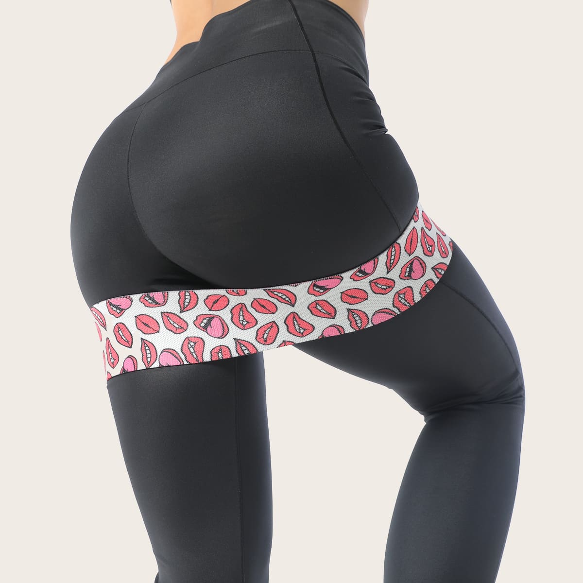 

Red Lip Print Buttocks Workout Resistance Band, Multicolor