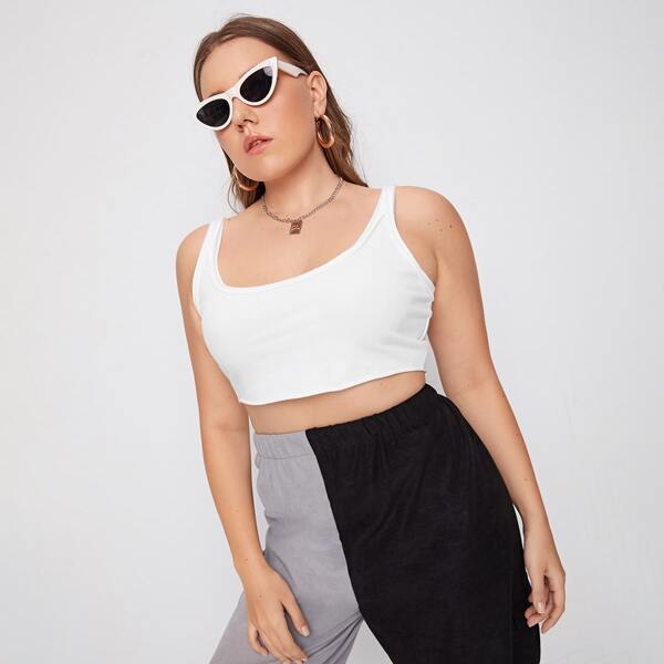 

Plus Crop Tank Top, White