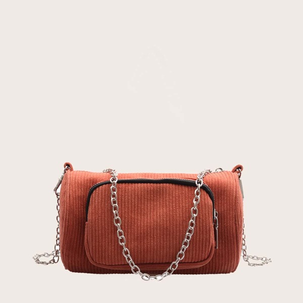 

Girls Corduroy Chain Bag, Orange