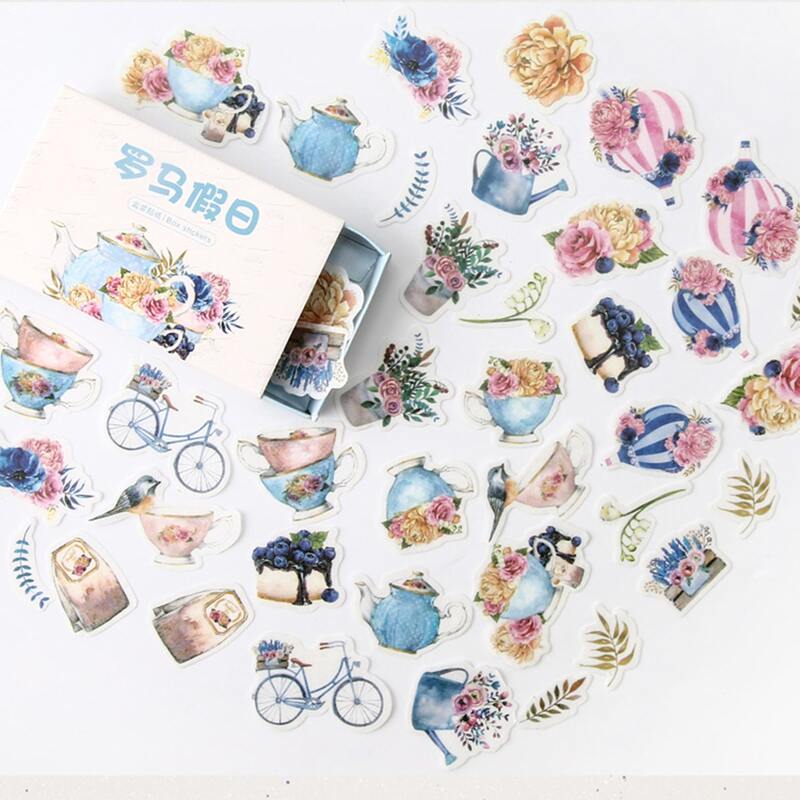 

1box Random Floral Sticker, Multicolor