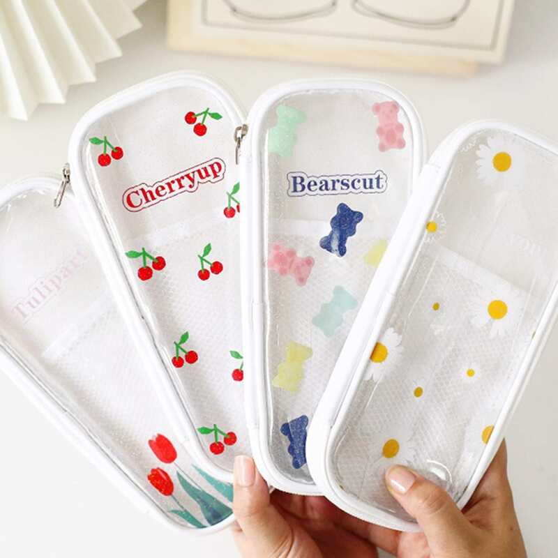 

1pc Random Floral & Fruit Pencil Bag, White