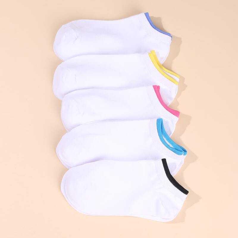 

5pairs Simple Ankle Socks, Multicolor