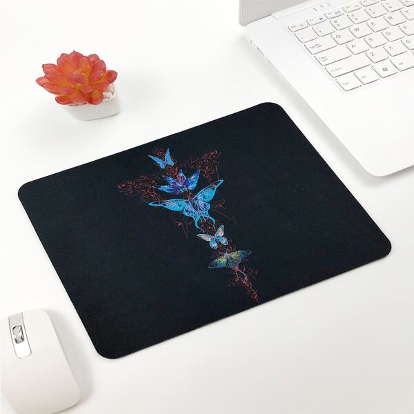

Butterfly Print Mouse Pad, Black