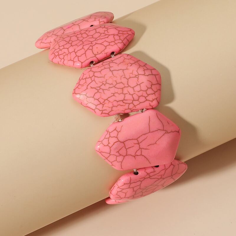 

Geometric Stone Beaded Bracelet, Pink
