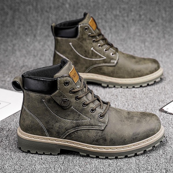 

Men Lace-up Front Combat Boots, Dark green