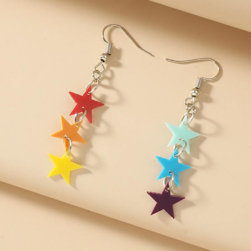 

Star Charm Drop Earrings, Multicolor