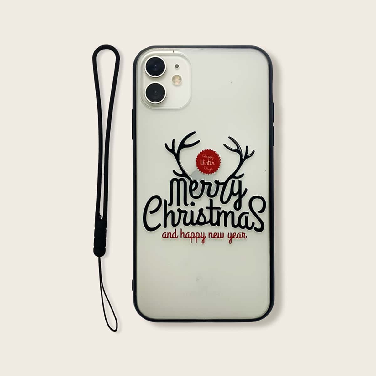 

Christmas Letter Graphic iPhone Case With Lanyard, Clear