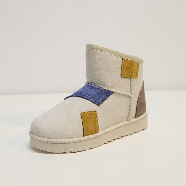 

Colorblock Suede Ankle Boots, Beige