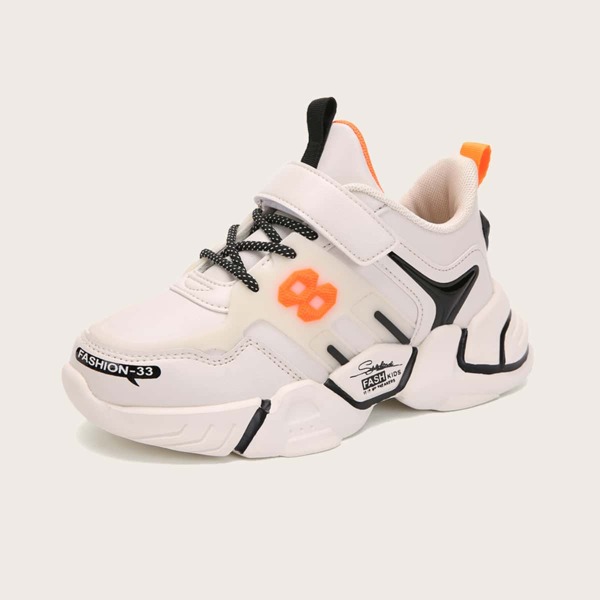 

Boys Letter Graphic Velcro Strap Chunky Sneakers, Beige