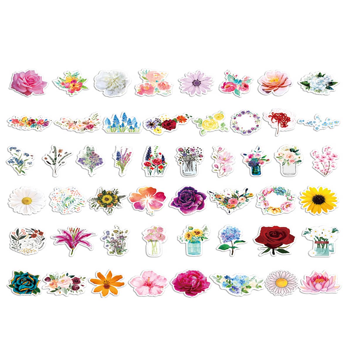 

50pcs Floral Sticker, Multicolor