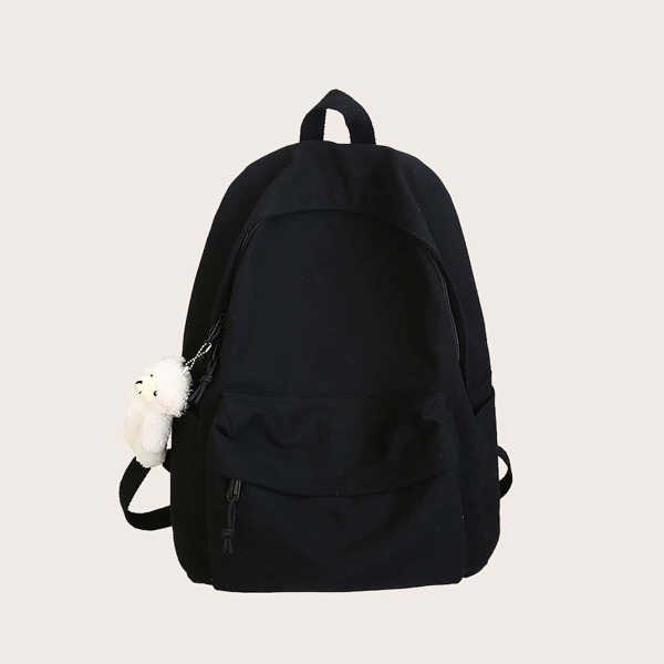 

Men Minimalist Backpack With Bag Charm, Black