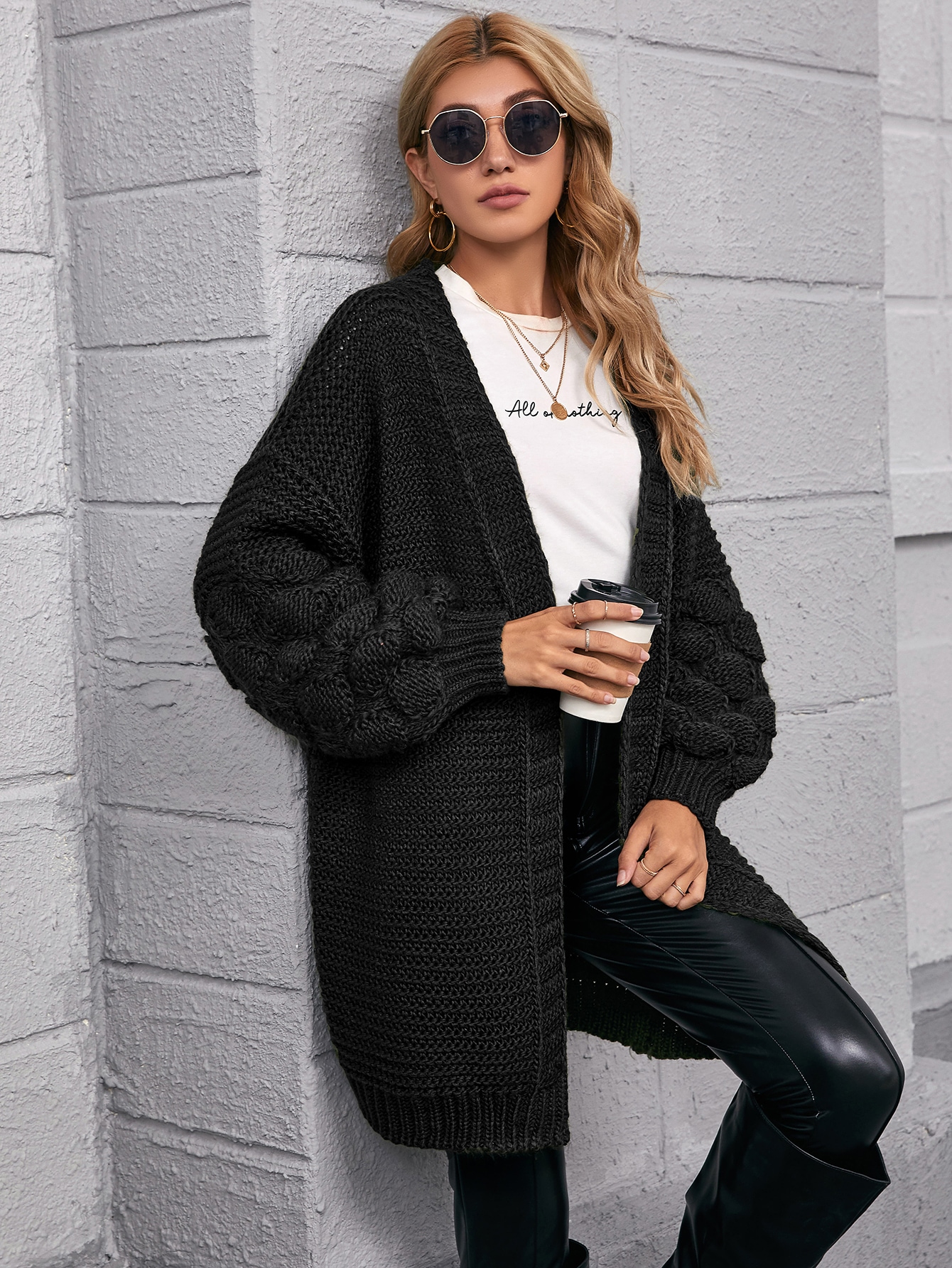 Open Front Drop Shoulder Cardigan thumbnail