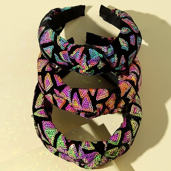 

3pcs Girls Sequin Decor Hair Hoop, Multicolor