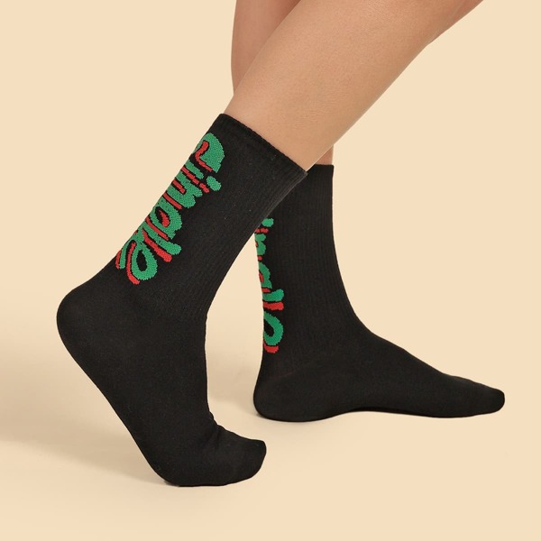

Letter Graphic Socks, Black