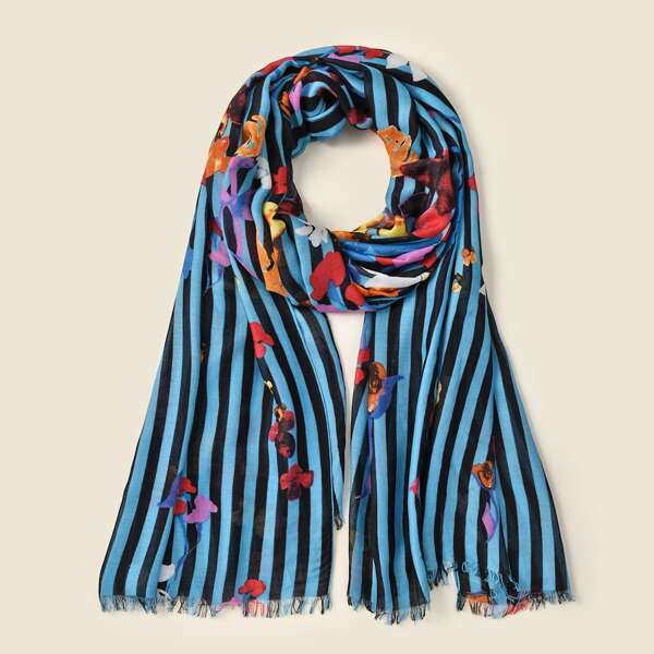 

Striped Pattern Scarf, Multicolor