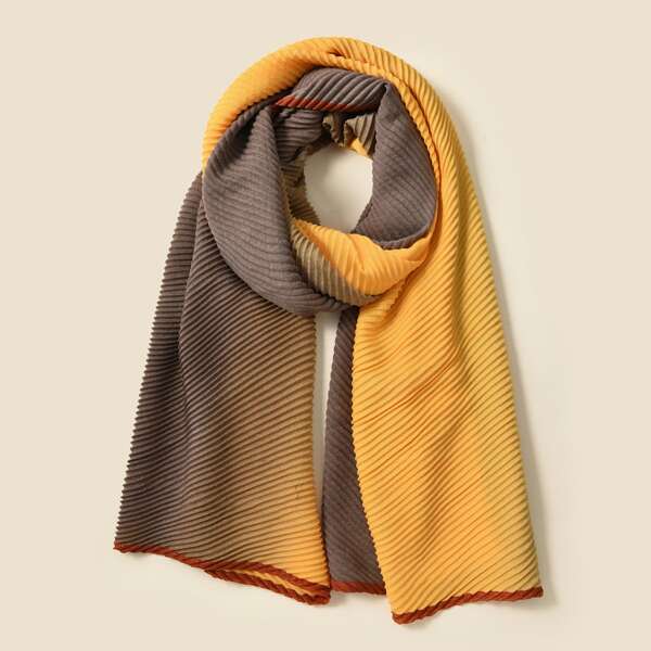 

Color Block Pleated Scarf, Multicolor