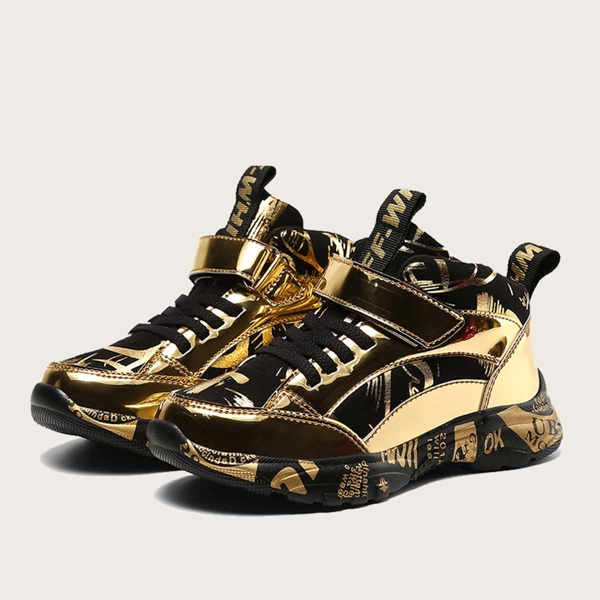

Boys Metallic Velcro Strap Sneakers, Gold