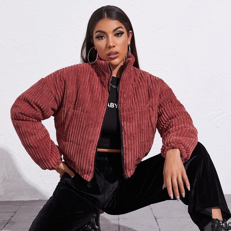 

Zip Up Drop Shoulder Jacket, Redwood