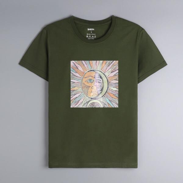 

Abstract Sun Print Tee, Army green