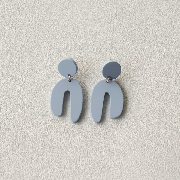 

Plain Round Drop Earrings, Blue