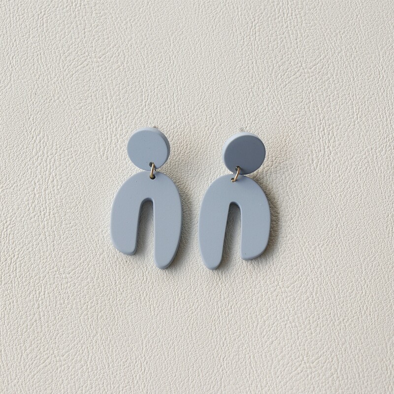 

Plain Round Drop Earrings, Blue