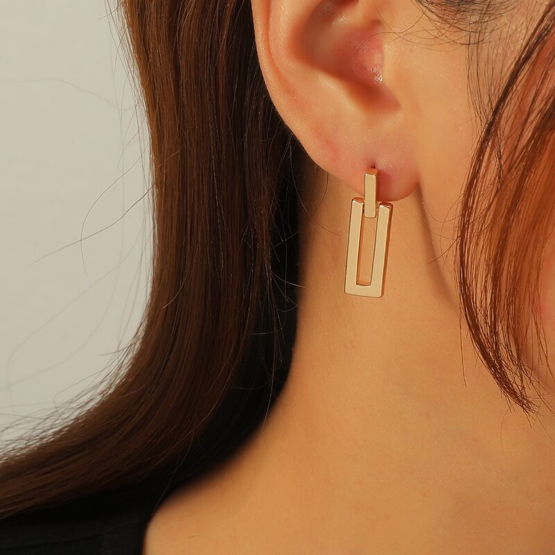 

Geo Design Earrings, Gold