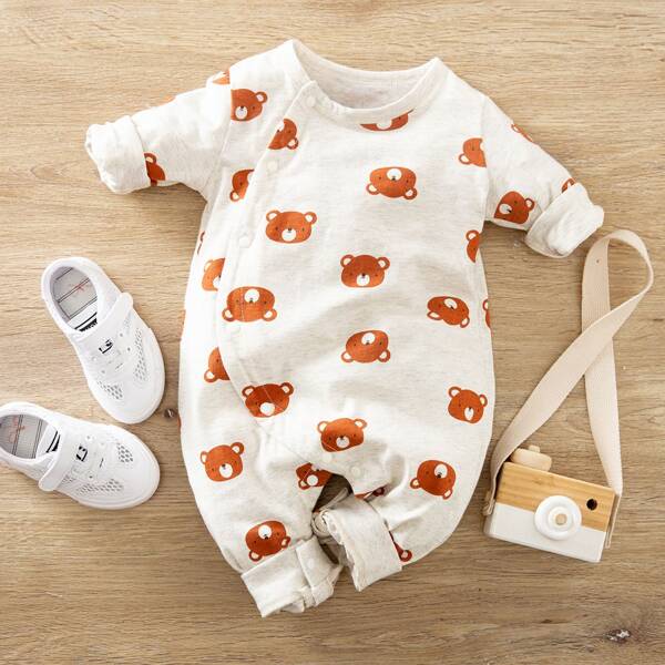 

Baby Boy Cartoon Graphic Snap Button Front Jumpsuit, Multicolor