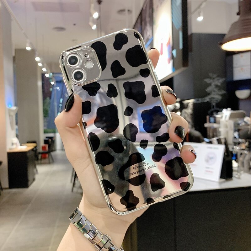 

Cow Print Mirror iPhone Case, Black