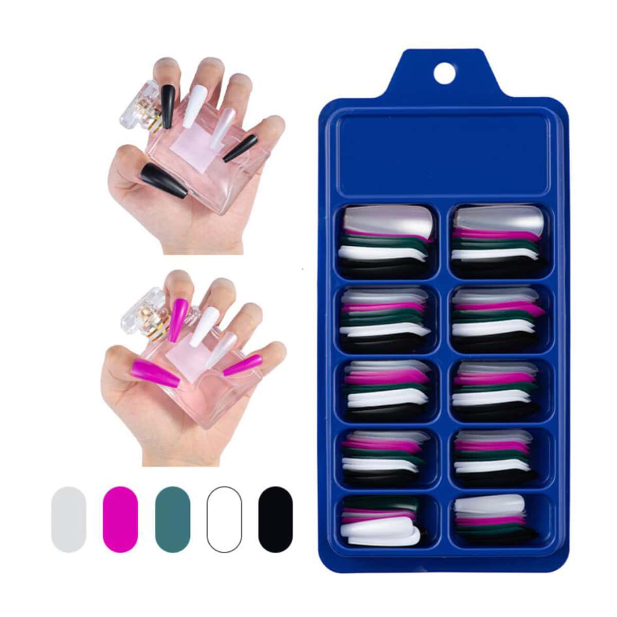

100pcs Solid False Nail, Multicolor