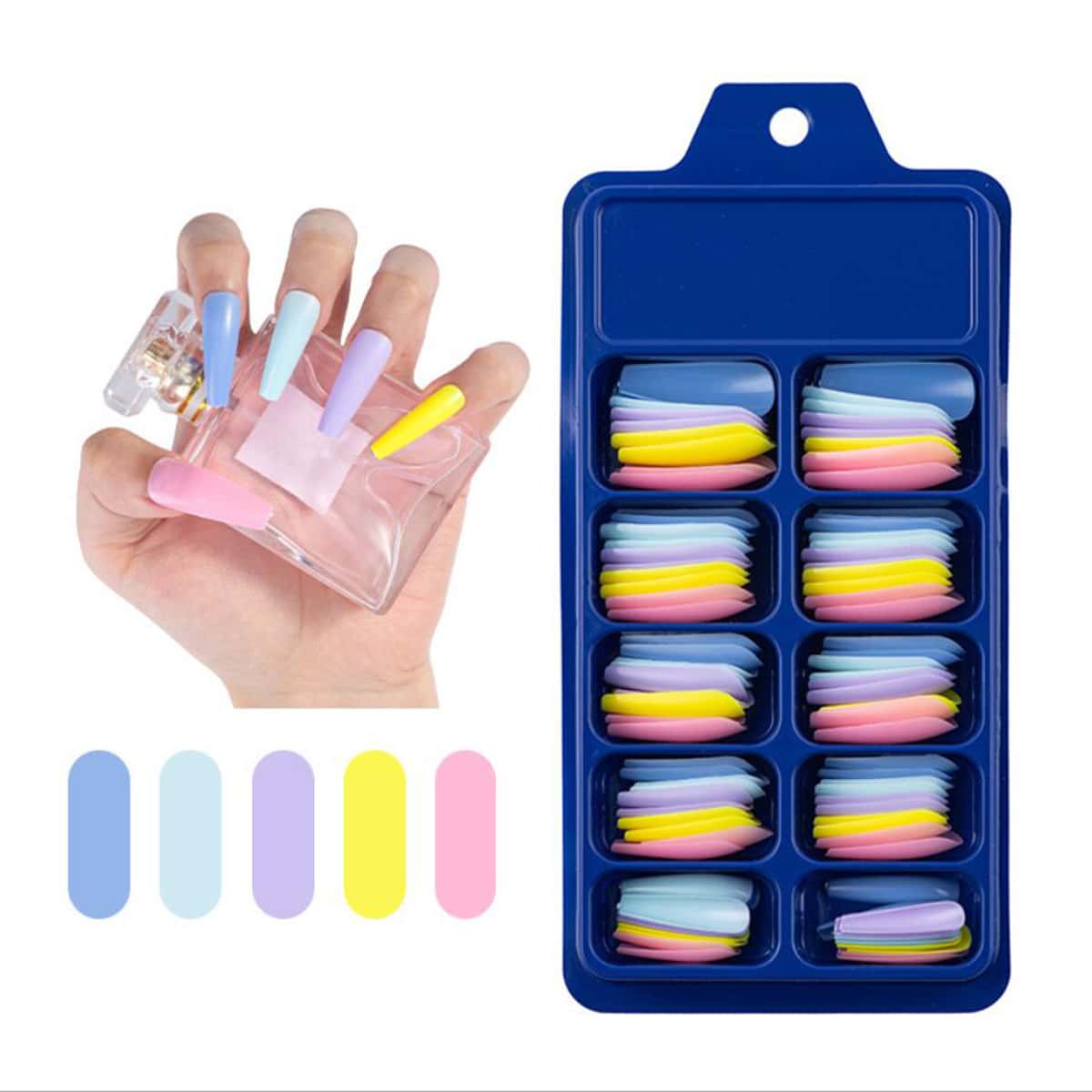 

100pcs Solid False Nail, Multicolor