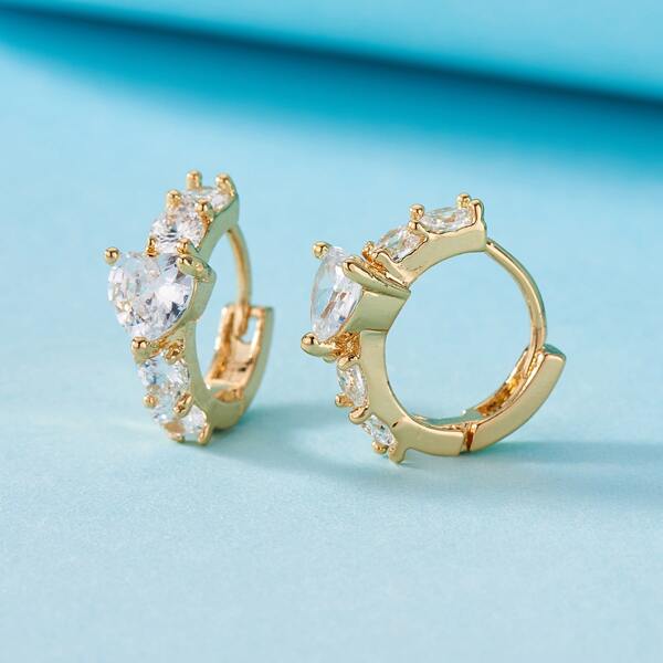 

Rhinestone Hoop Earrings, Gold