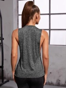 SHEIN Running Top tank deportivo de sisa caída - Gris Oscuro - Ver 2