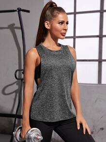 SHEIN Running Top tank deportivo de sisa caída - Gris Oscuro - Ver 5