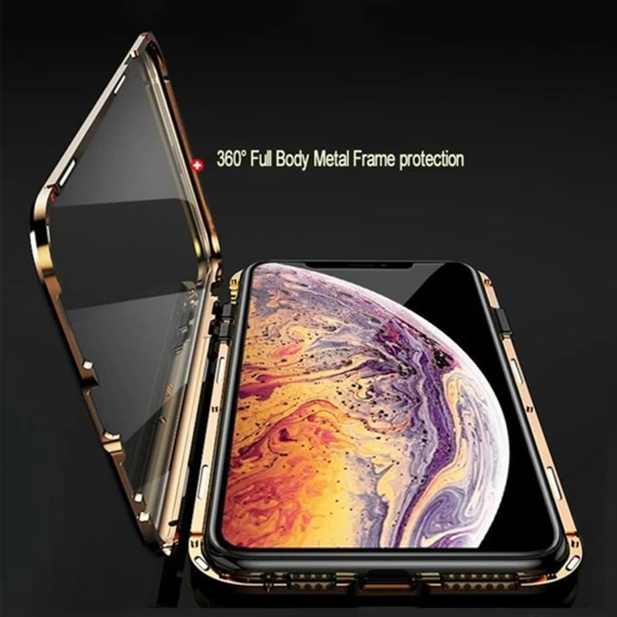 

Full Cover Clear iPhone Case, Gold