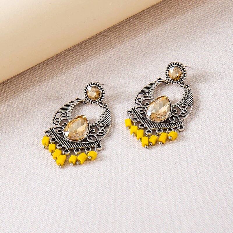 

Vintage Hollow Out Drop Earrings, Yellow