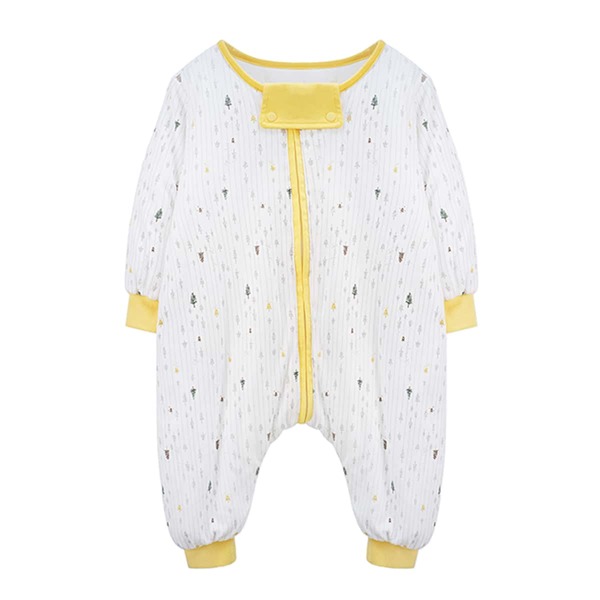 

Baby Unisex Stripe And Tree Print Ringer Jumpsuit, White