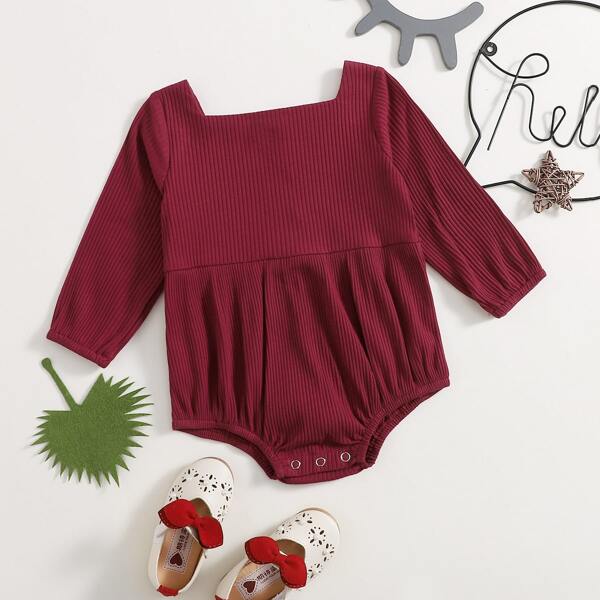 

Baby Girl Rib-knit Button Bodysuit, Burgundy