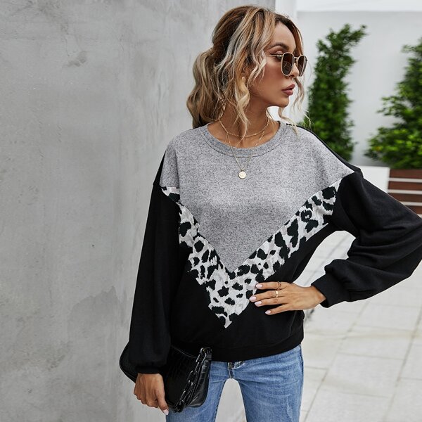 

Cut And Sew Drop Shoulder Sweatshirt, Multicolor