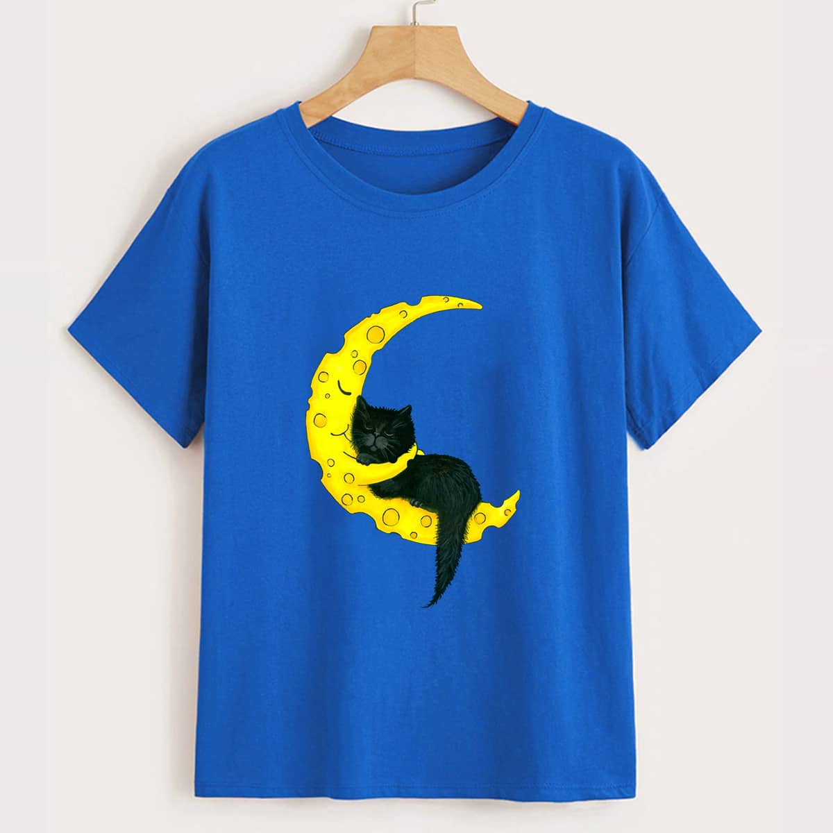 

Cat & Moon Graphic Tee, Royal blue