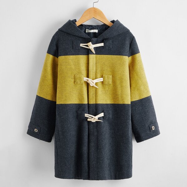 

Boys Colorblock Hooded Duffle Coat, Multicolor