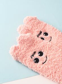 卡通圖案毛絨襪子 - 粉色 - 查看 2