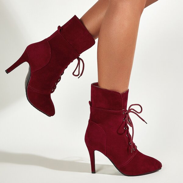 

Point Toe Ankle Boots, Red