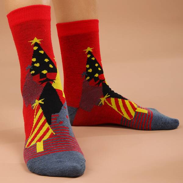 

Christmas Tree Pattern Socks, Multicolor