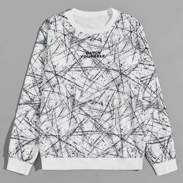 

Men Allover Print Sweatshirt, Black and white
