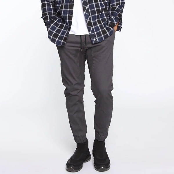 

Men Slant Pocket Drawstring Pants, Dark grey
