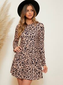 SHEIN LUNE Leopard Print Dress - Multicolor - View 1
