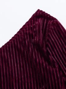 Muchica One Shoulder Ribbed Velvet Top - Burgundy - View 5