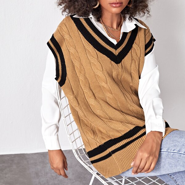 

Трикотажный жилет с полосками, Жёлтовато бурые