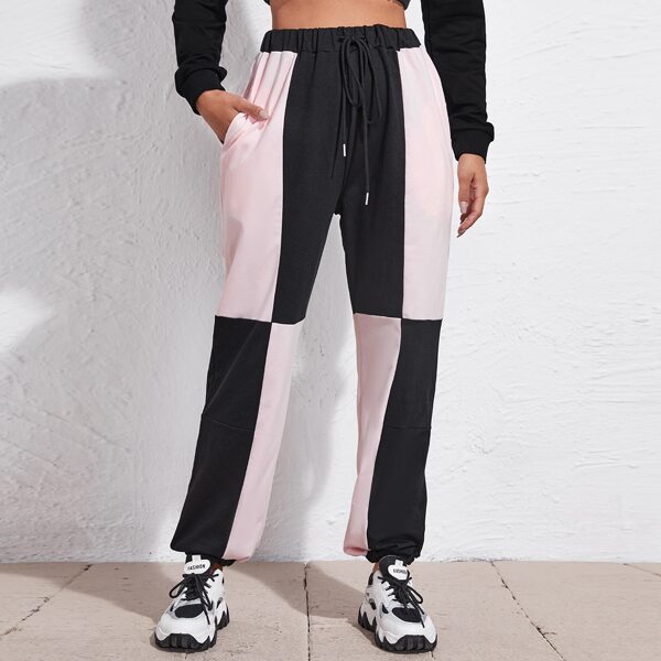 

Drawstring Waist Color Block Sweatpants, Multicolor