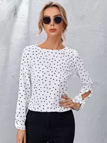 Polka Dot Top - White - View 1